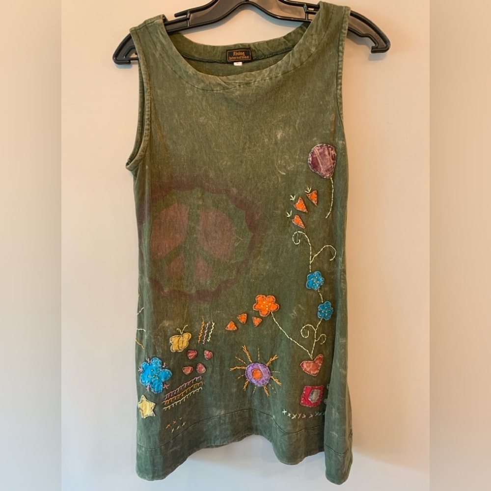 RISING INTERNATIONAL 100% Cotton Olive Green Dress